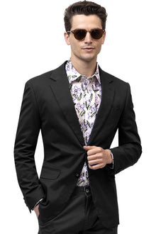 Mens Black Blazer - Men's Modern Fit Casual Summer Chino Blazer in Black