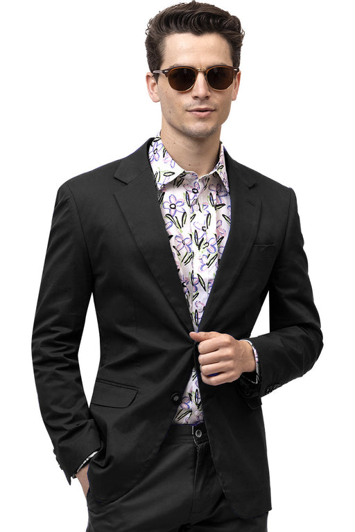 Mens Black Blazer - Men's Modern Fit Casual Summer Chino Blazer in Black