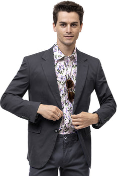 Men's Modern Fit Casual Summer Chino Blazer in Charcoal Grey