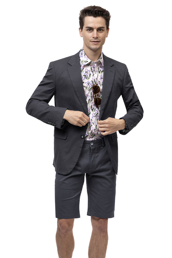 Men's Modern Fit Casual Summer Chino Blazer in Charcoal Grey - Image 2