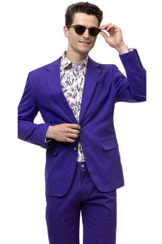 Men's Modern Fit Casual Summer Chino Blazer in Purple - Image 2