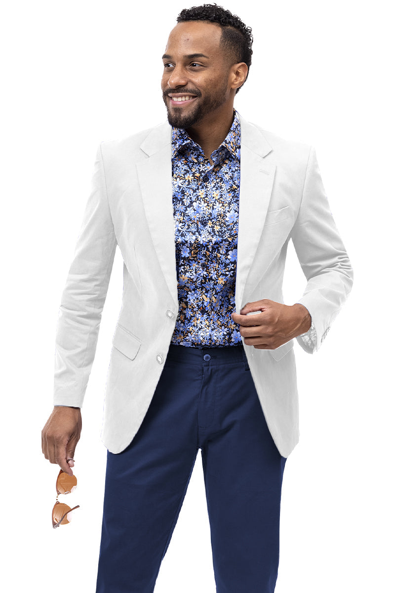 Men's Modern Fit Casual Summer Chino Blazer in White - Image 2