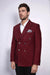 Mens Burgundy Slim Fit Blazer – Sharp Double Breasted Design