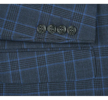 Renoir Clothing - Renoir Suit - Renoir Fashion - Stretch Performance 2-button Classic Fit Blue And Navy Check Renoir Suit
