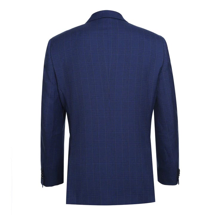 Saco vaquero - Western Sport Coat - Western Blazer  - Mens Two Button Classic Fit Sport Coat Blazer In Dark Navy Blue Windowpane Plaid