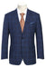Saco vaquero - Western Sport Coat - Western Blazer   - Mens Classic Fit Two Button Wool & Linen Sport Coat Blazer In Blue Windowpane Plaid