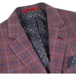Saco vaquero - Western Sport Coat - Western Blazer- Mens Two Button Classic Fit Sport Coat Blazer In Burgundy Red Windowpane Plaid
