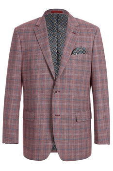 Saco vaquero - Western Sport Coat - Western Blazer- Mens Two Button Classic Fit Sport Coat Blazer In Burgundy Red Windowpane Plaid