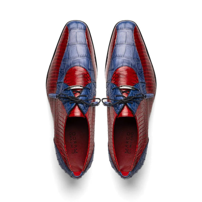 Marco Di Milano Moncalieri Navy & Red Genuine Alligator / Cobra Skin Dress Derby Oxfords