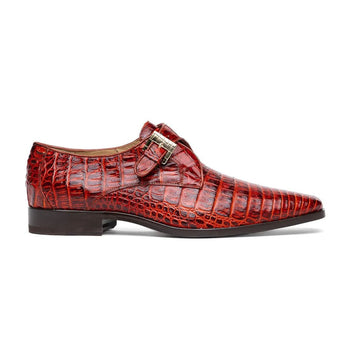 Marco Di Milano Rovigo Men's Shoes Rustic Cognac Genuine Caiman Crocodile Dress Monk Strap Loafers - Image 2