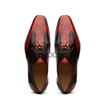 Marco Di Milano Anzio Exotic Alligator & Calfskin Leather Cognac Oxfords - Image 8