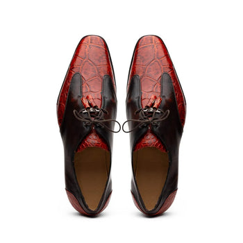 Marco Di Milano Anzio Exotic Alligator & Calfskin Leather Cognac Oxfords - Image 8
