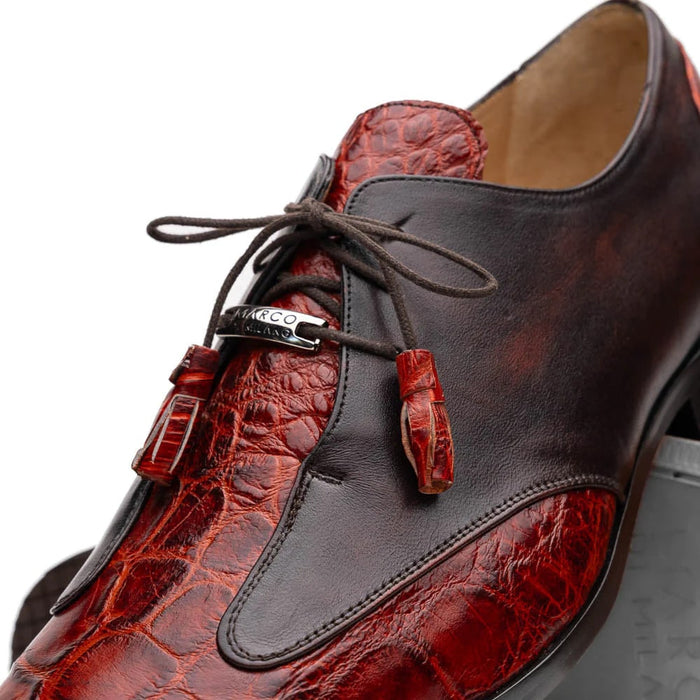 Marco Di Milano Anzio Exotic Alligator & Calfskin Leather Cognac Oxfords - Image 10