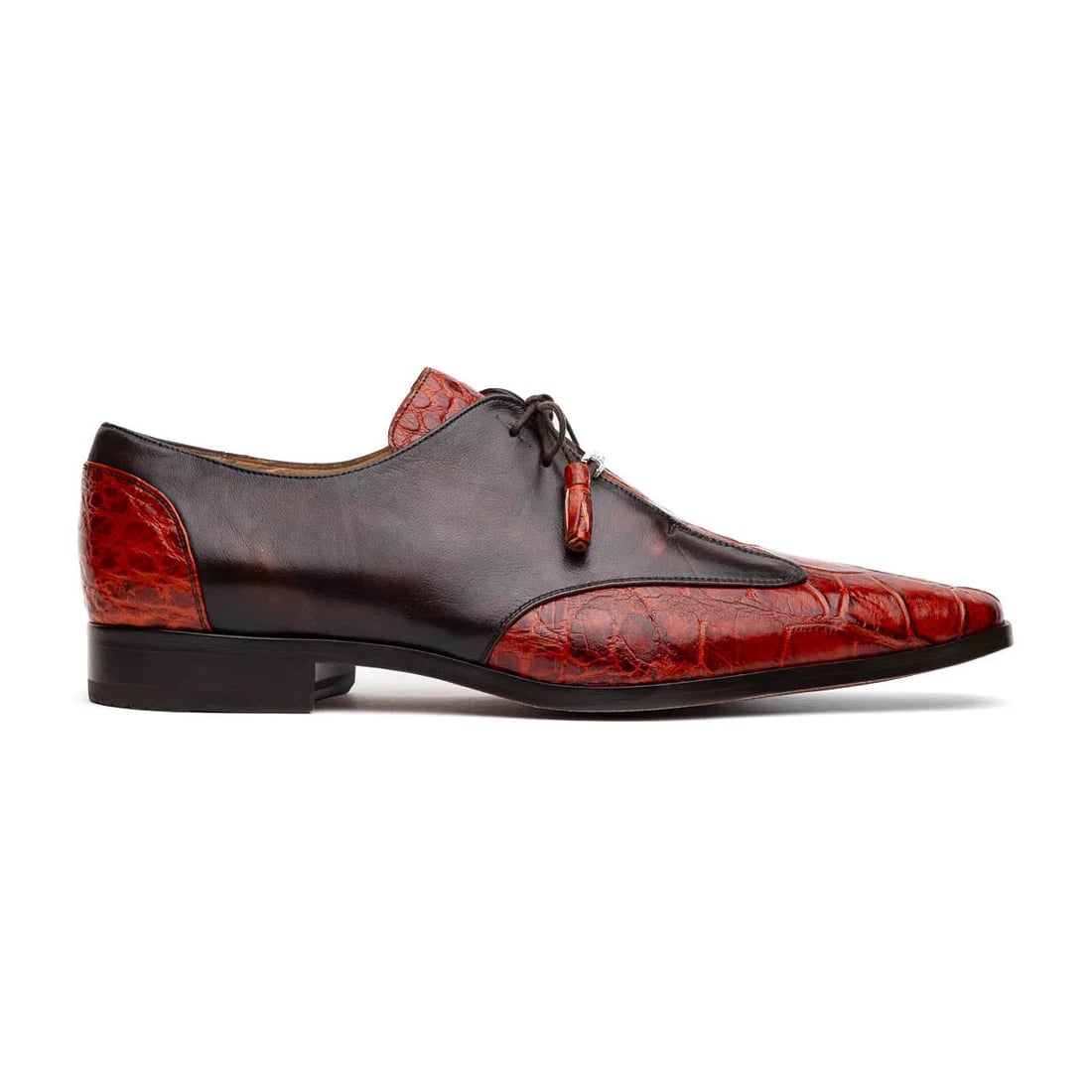 Marco Di Milano Anzio Exotic Alligator & Calfskin Leather Cognac Oxfords - Image 9