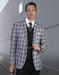 Mens Vested Classic Fit Double Breasted Vest Suit in Black Plaid