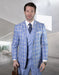 Mens Vested Classic Fit Double Breasted Vest Suit in Light Blue Plaid