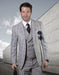 Mens Vested Classic Fit Double Breasted Vest Suit in Grey Plaid