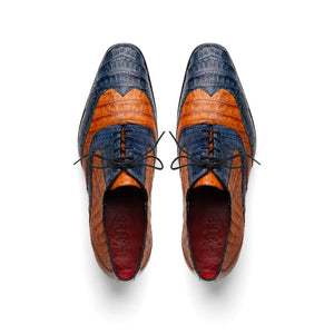 Marco Di Milano Luciano Men's Shoes Exotic Crocodile Classic Wingtip Dress Derby Oxfords