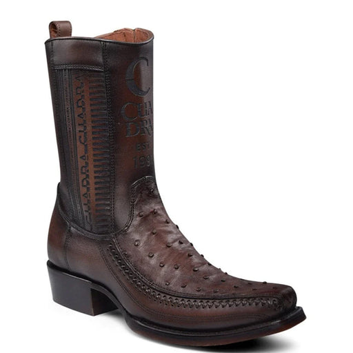 Brown Ostrich Zipper Boot