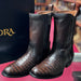 Cuadra Chocolate Alligator Round Toe Boots in Honey