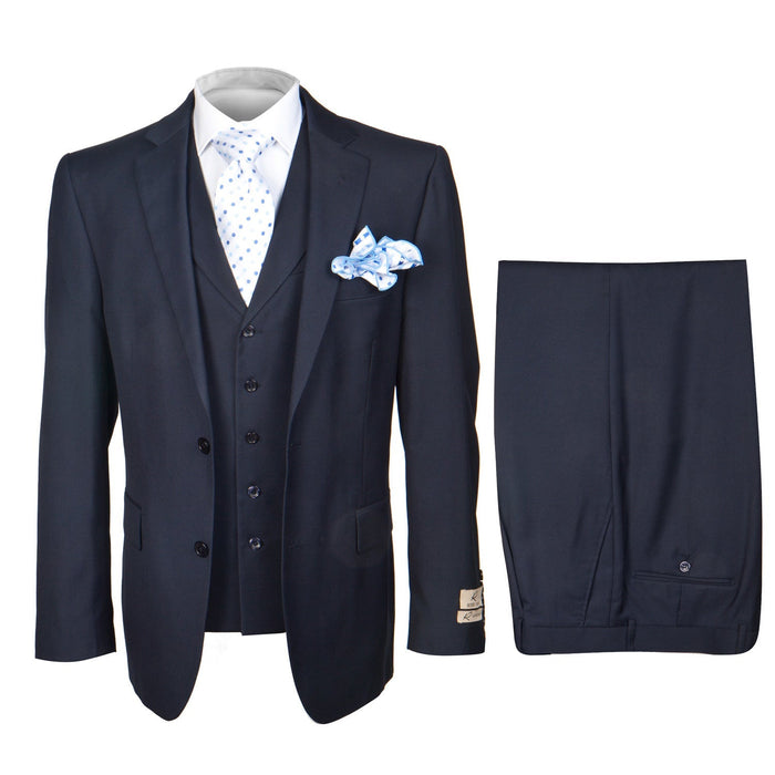 Men’s Solid Navy Blue 3-Piece Suit – CYRUS RM116 by Rossi Man Modern Fit