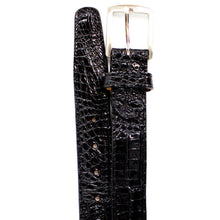Men's Belvedere Genuine Caiman Crocodile Dress Belt - Black