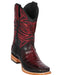 Los Altos Boots Caiman Belly And Deer Wide Square Toe Faded Burgundy