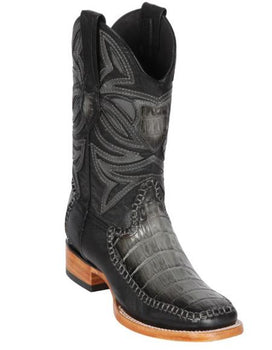 Los Altos Boots Caiman Belly And Deer Wide Square Toe Faded Grey