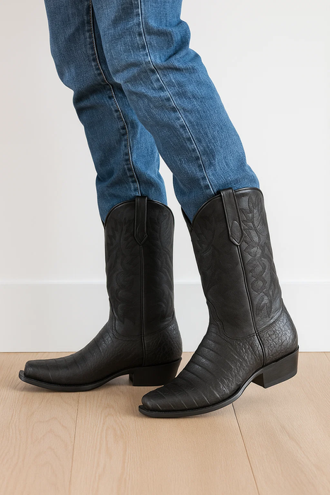 Men's 7 Toe Style Leather Los Altos Boots Genuine Caiman Belly Gray Dress Cowboy Boot Cheap Priced For Sale Online Handcrafted