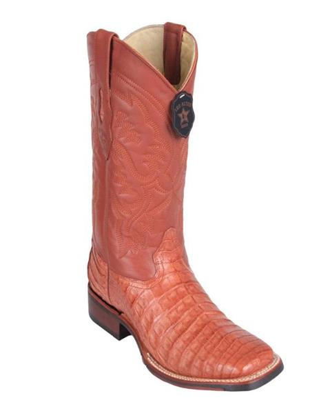 Men's Los Altos Caiman Tail Wide Square Toe Boots - Cognac main image 0