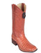 Los Altos Boots Caiman Belly Wide Cognac Square Toe Boots
