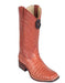 Los Altos Boots Caiman Belly Wide Cognac Square Toe Boots