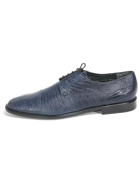 Men's Los Altos Boots Navy Genuine Teju Lizard And Caiman Oxford - Image 4