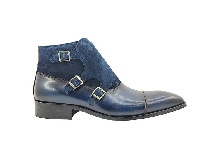 Calf & Suede Three Buckles Monk Chukka Boot - Image 2