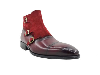 Calf & Suede Three Buckles Monk Chukka Boot - Image 4