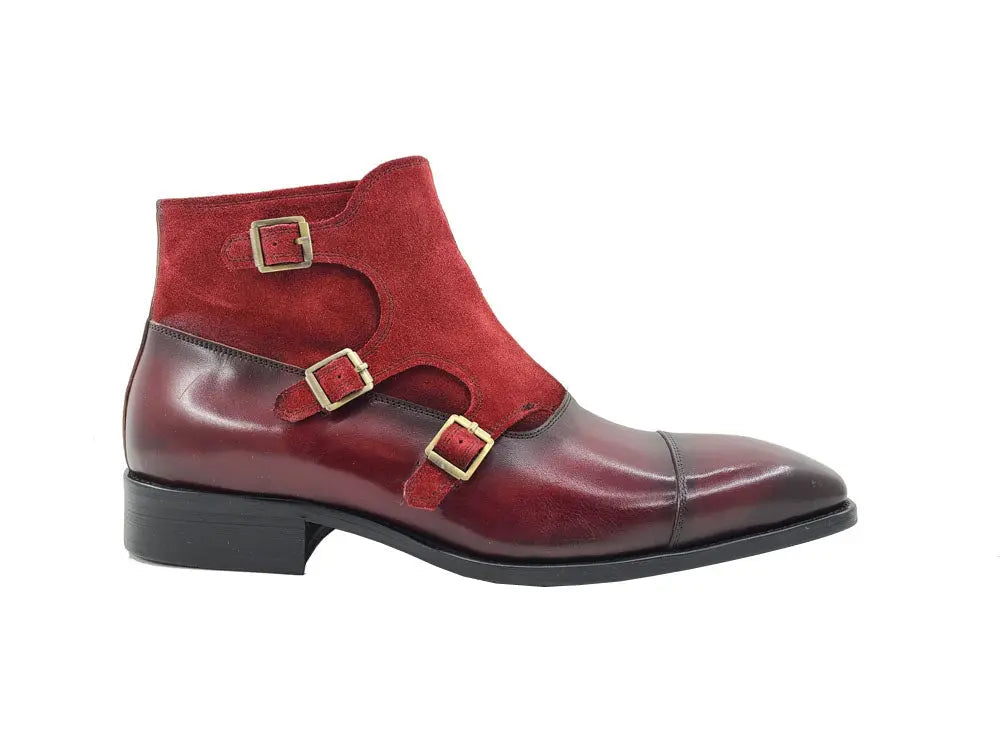 Calf & Suede Three Buckles Monk Chukka Boot - Image 5