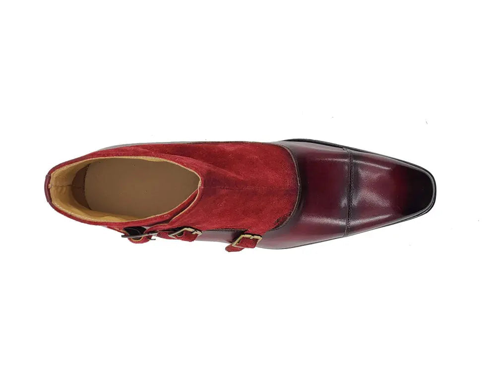 Calf & Suede Three Buckles Monk Chukka Boot - Image 6
