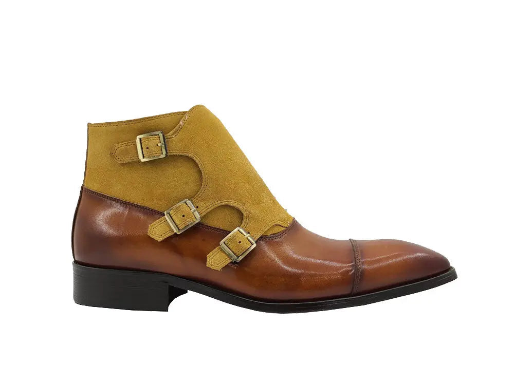 Calf & Suede Three Buckles Monk Chukka Boot - Image 12