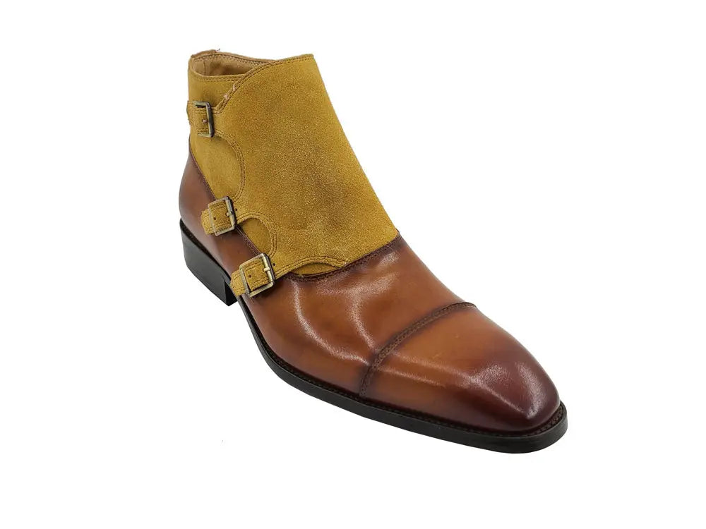 Calf & Suede Three Buckles Monk Chukka Boot - Image 13