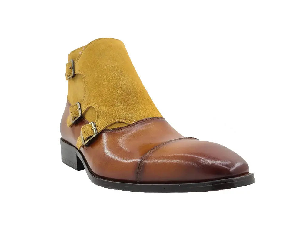 Calf & Suede Three Buckles Monk Chukka Boot - Image 14