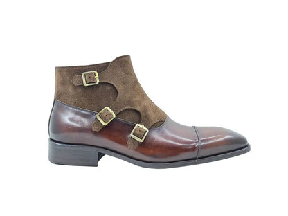 Calf & Suede Three Buckles Monk Chukka Boot - Image 18
