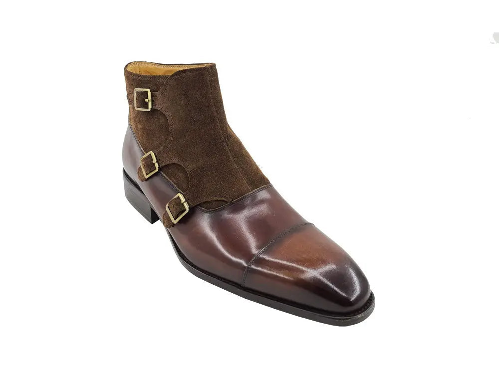 Calf & Suede Three Buckles Monk Chukka Boot - Image 19