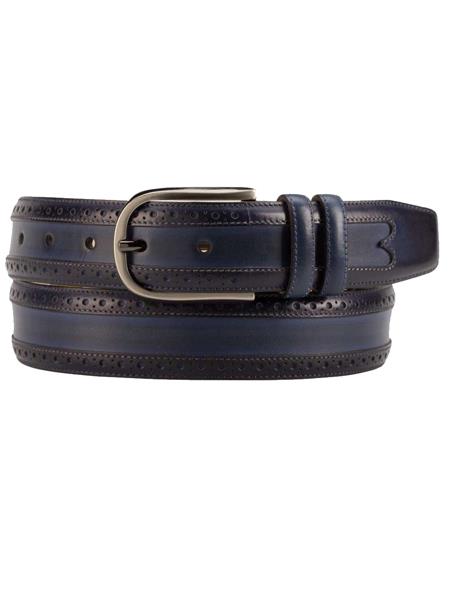 Mezlan Belts Brand Men's Genuine Calfskin Medium Blue Skin Belt