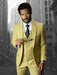 Camel ~ Gold ~ Khaki Color Slim Fitted Skinny Vested 3 Piece Suit 2 Buttons Style Wool Fabric