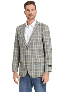 Saco vaquero - Western Sport Coat - Western Blazer- Men's Two Button Slim Fit Business Casual Sport Coat In Camel Glen Plaid