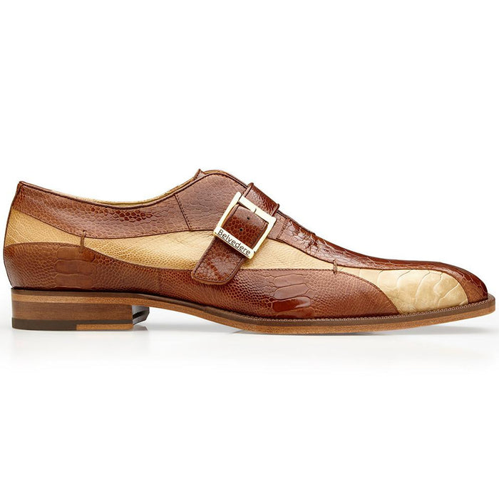 Belvedere Mens Camel Ostrich Leg Leather Shoes Marte - Image 2