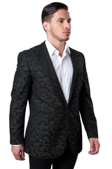Mens One Button Camo Camouflage Sports Coat in Dark Green