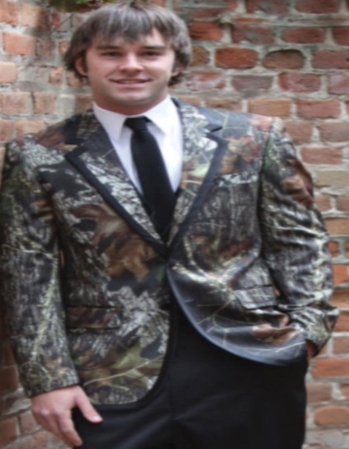 Camouflage Tuxedo with Black Pants and Black Tie