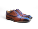 Carrucci Cap Toe Lace-up with Leather Sole - Whisky & Black