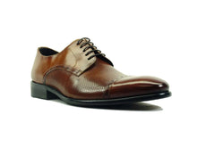 Carrucci Cap Toe Leather Lace-up Shoe in Cognac